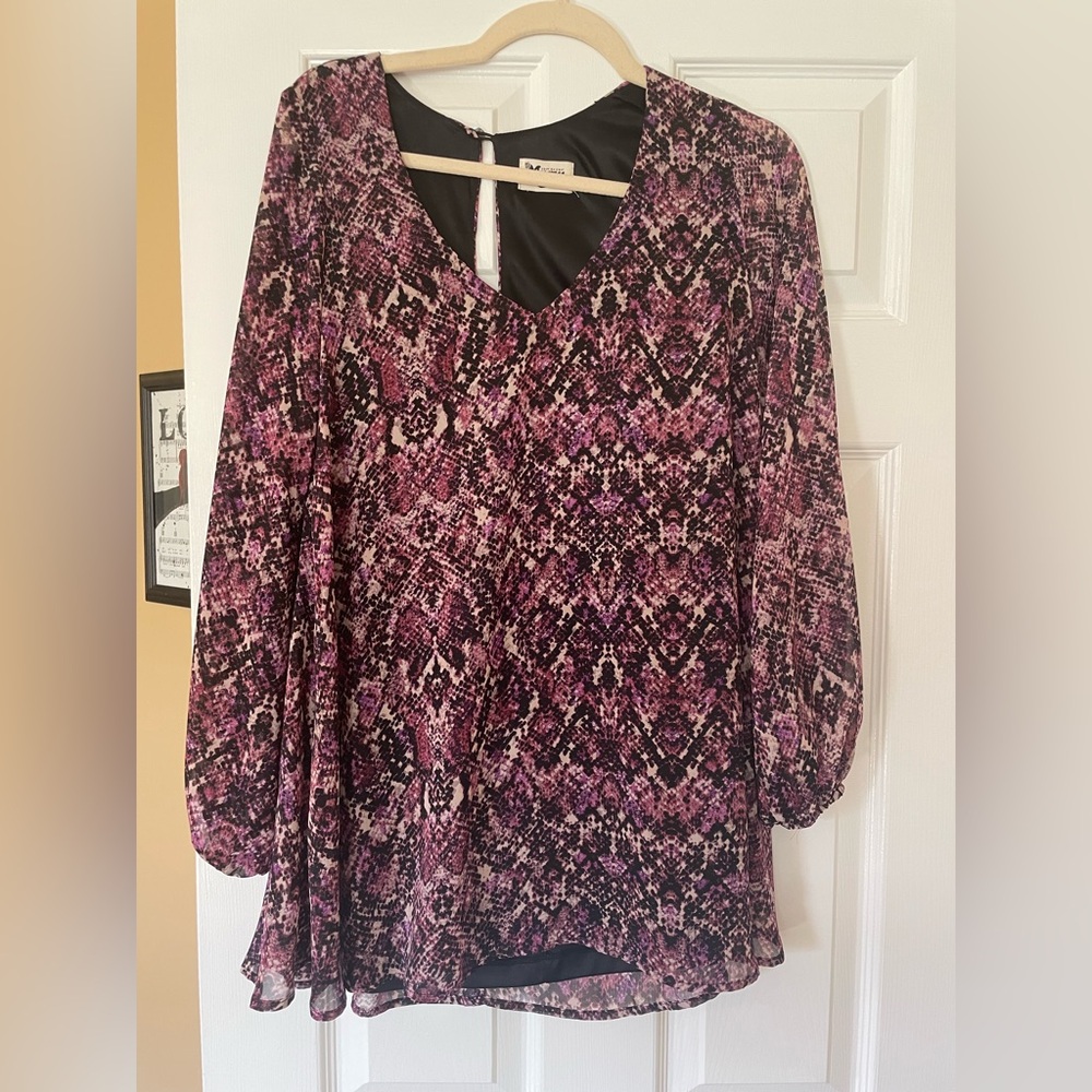 Show Me Your Mumu Blouse XS Donna Michelle Tunic Snakeskin Print Purple SALE